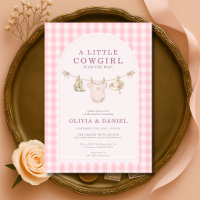 Little Cowgirl Pink Clothesline Plaid Baby Shower