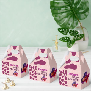 Little Cowgirl Pink Cow Print Western Baby Shower Favour Box