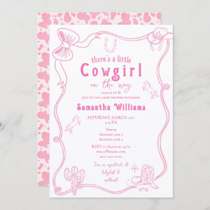 Little Cowgirl Pink Girl Baby Shower Invitation