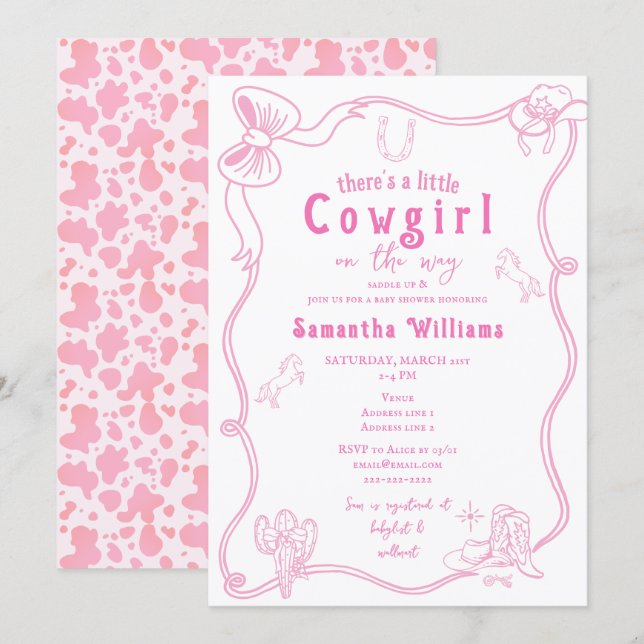 Little Cowgirl Pink Girl Baby Shower Invitation (Front/Back)