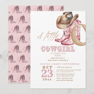 Little Cowgirl Rodeo Baby Girl shower Invitation