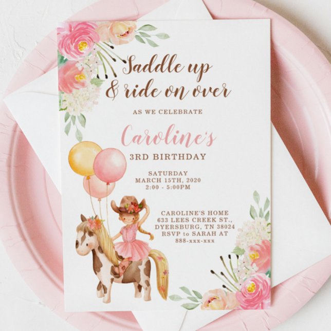Little Cowgirl Saddle Up Birthday Invitation (Creator Uploaded)
