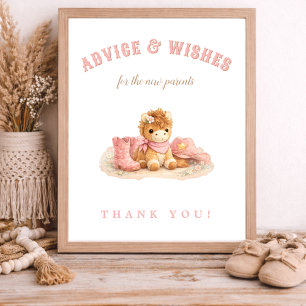 Little Cowgirl Shower Advice & Wishes New Parents Poster