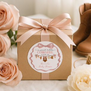 Little Cowgirl Western Baby Shower  Classic Round Sticker