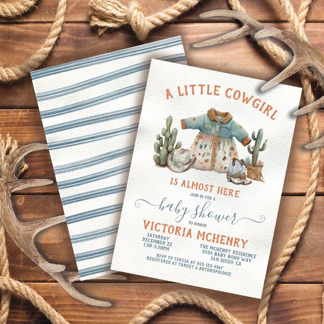 Little Cowgirl Western Dress Baby Shower Invitation (Creator Uploaded)
