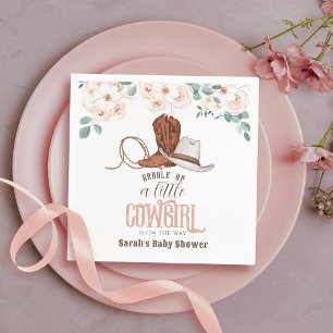 Little Cowgirl Western Floral Girl Baby Shower Napkin
