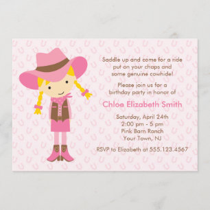 Little Cowgirl Western Girls Birthday Party Invitation