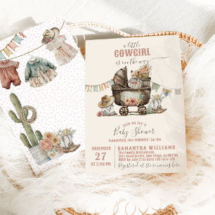 Little cowgirl Wild West Boho Baby Girl Shower Invitation