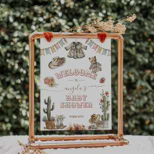 Little cowgirl Wild West Boho Baby Girl Shower Poster