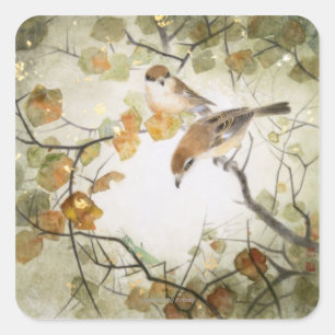 Little Creature-Bull-headed Shrikes Square Sticker