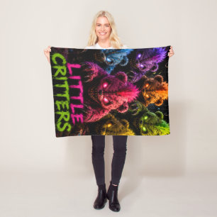 Little critters neon monster group portrait throw fleece blanket