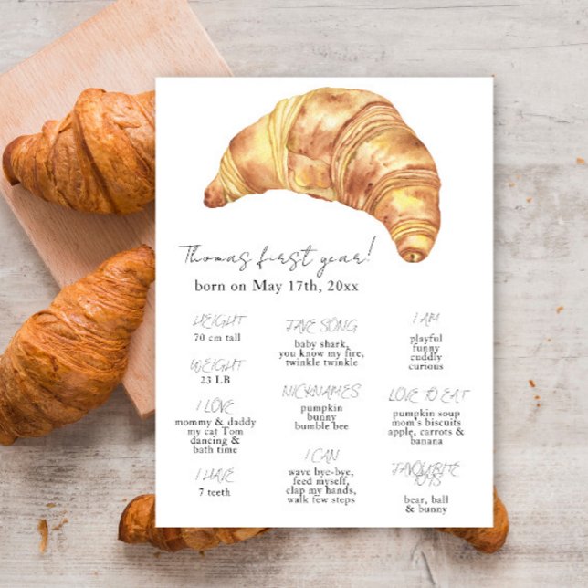 Little Croissant First Birthday Milestone Birthday Poster (Creator Uploaded)
