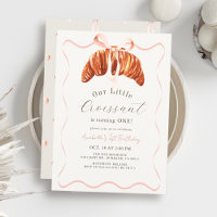Little Croissant Pink Bow Ribbon Girl 1st Birthday