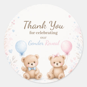 Little Cub Gender Reveal Thank You Classic Round Sticker