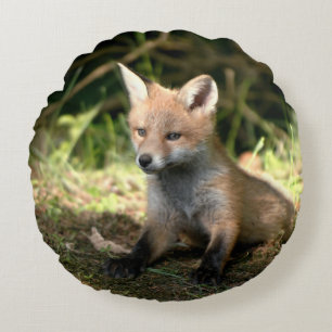 Little Cub Red Fox Round Cushion