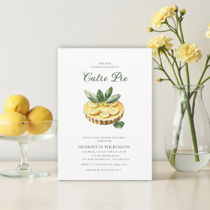 little cuite pie minimal baby shower invitation