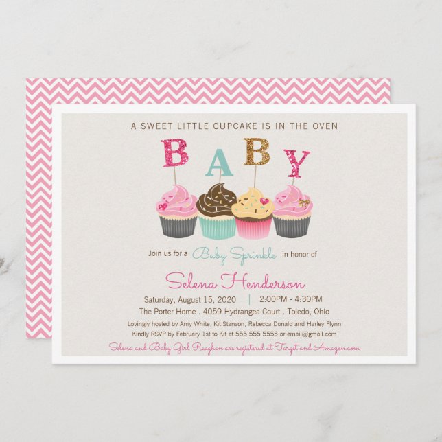 Little Cupcake Baby Sprinkle Shower Invitation (Front/Back)