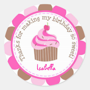 Little Cupcake Bithday Party Favour Stickers Label