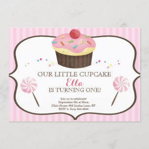 Little Cupcake First Birthday Candy land Invitation