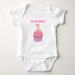 Little Cupcake is One, First Birthday, Baby Girl Bodysuit