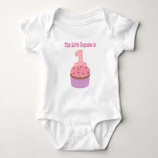 Little Cupcake is One, First Birthday, Baby Girl Bodysuit