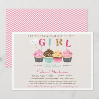 Little Cupcake It's a Girl Baby Sprinkle or Shower Invitation