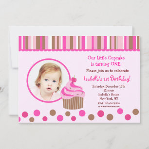 Little Cupcake Photo Birthday Party Invitations