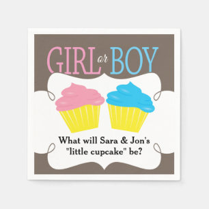 Little Cupcake Pink or Blue Gender Reveal Party Napkin
