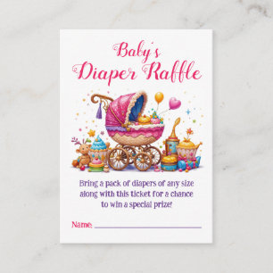 Little Cupcake Pink Stroller Diaper Raffle Enclosure Card