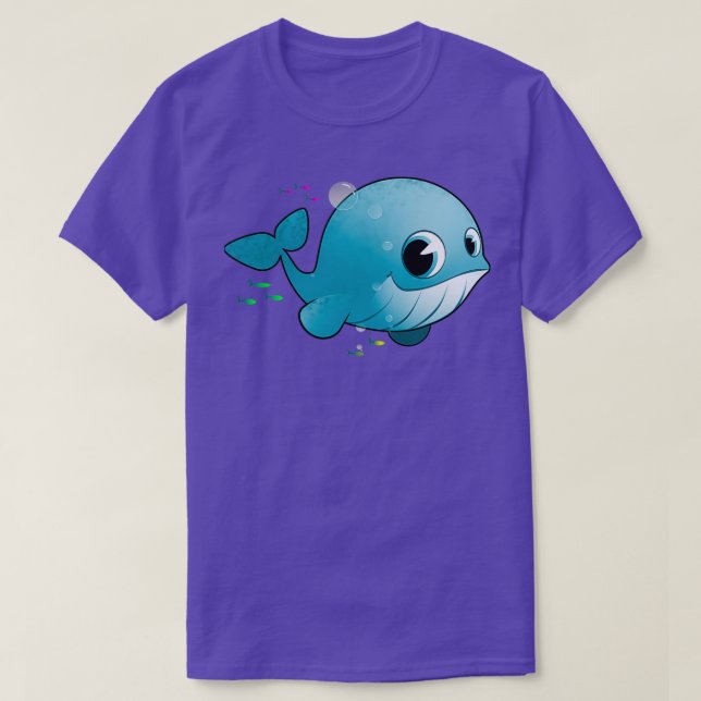 Little Cute Baby Blue Whale T-Shirt (Design Front)