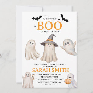 Little cute Boo is Almost Due Baby Shower Invitation