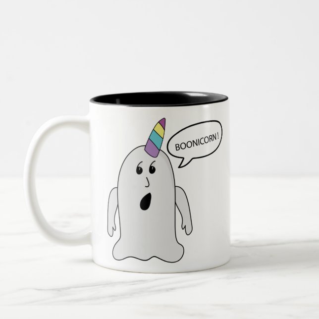 Little Cute Boonicorn Ghost Two-Tone Coffee Mug (Left)