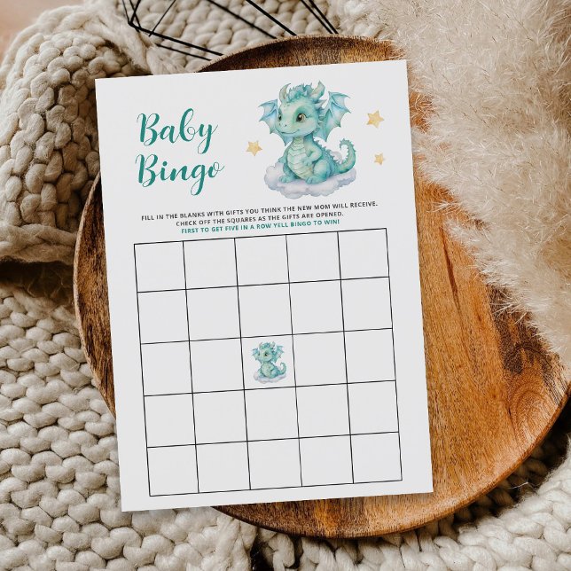 Little Cute Dragon Baby Shower Bingo Game Card (Creator Uploaded)