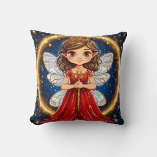 Little Cute Fairy in red dress Cushion