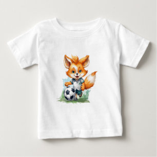 Little Cute Fox Plays a Football Baby T-Shirt