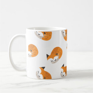 Little cute foxes sleep on a white background. Sea Coffee Mug