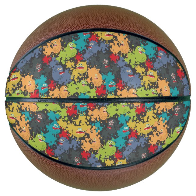 Little cute funny monsters basketball (Front)