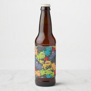 Little cute funny monsters beer bottle label