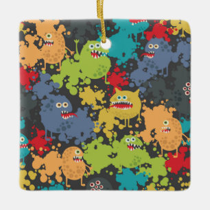 Little cute funny monsters ceramic ornament