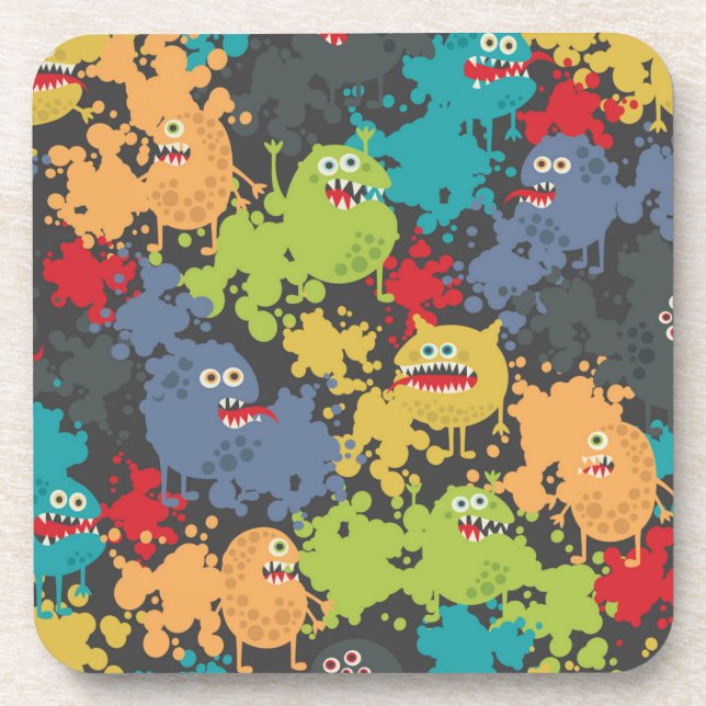 Little cute funny monsters coaster (Front)