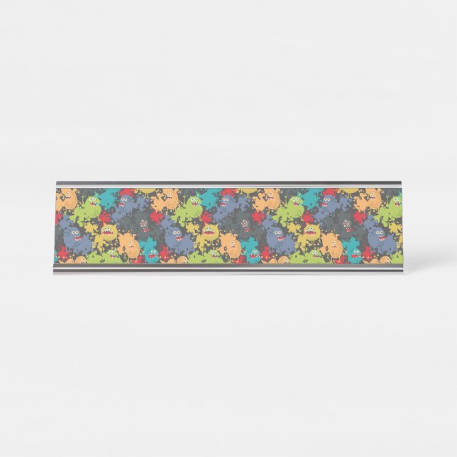 Little cute funny monsters desk name plate (Front)