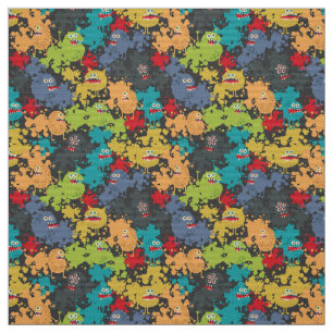 Little cute funny monsters fabric