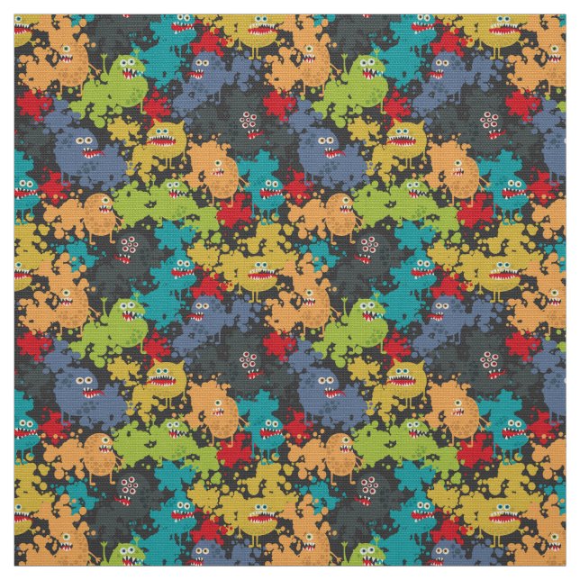 Little cute funny monsters fabric (Swatch)