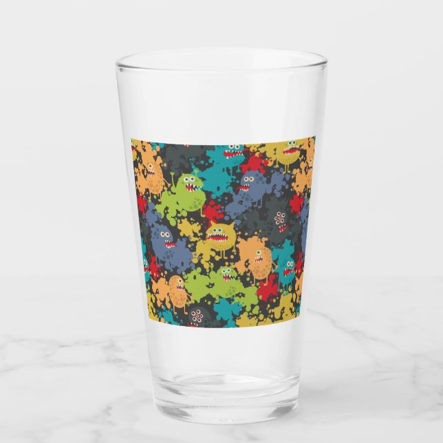 Little cute funny monsters glass (Front)