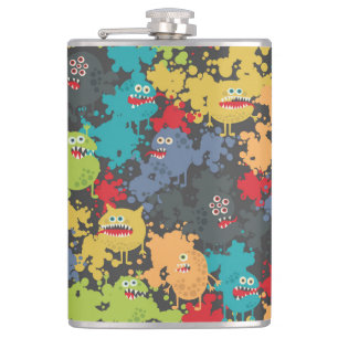 Little cute funny monsters hip flask