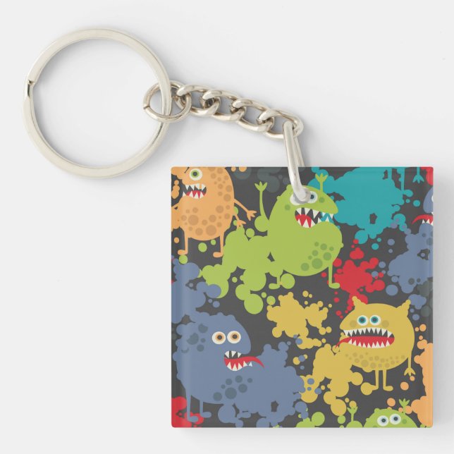 Little cute funny monsters key ring (Front)