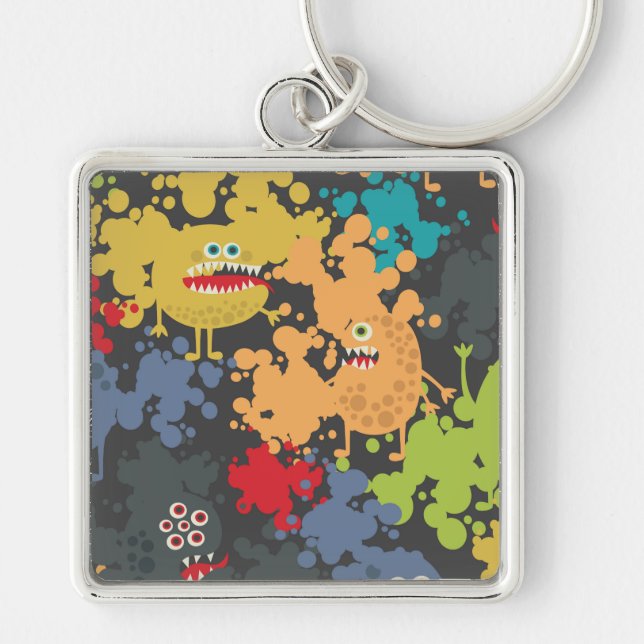 Little cute funny monsters key ring (Front)