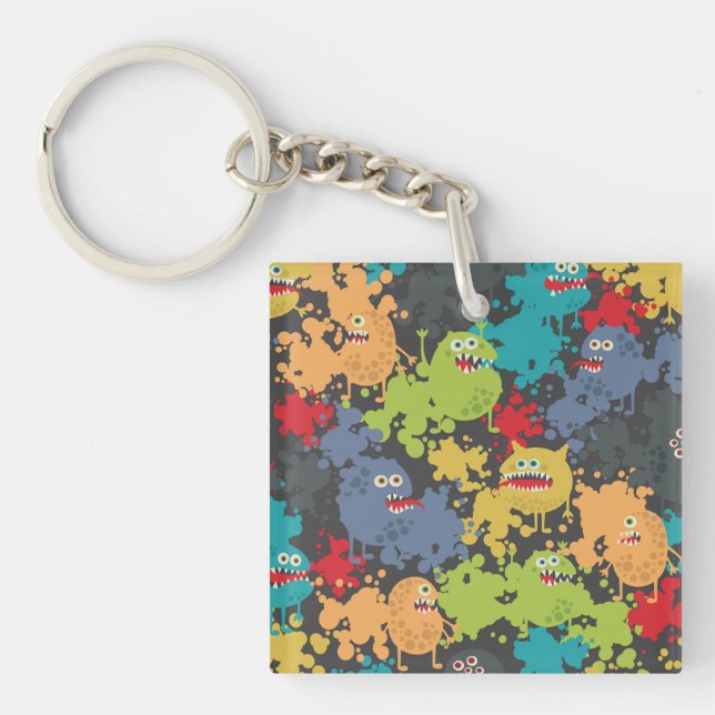 Little cute funny monsters key ring (Front)