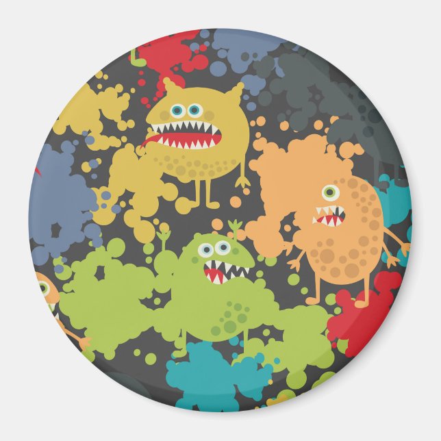 Little cute funny monsters magnet (Front)