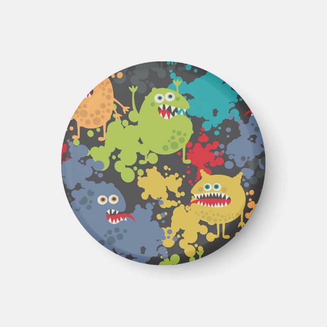 Little cute funny monsters magnet (Front)